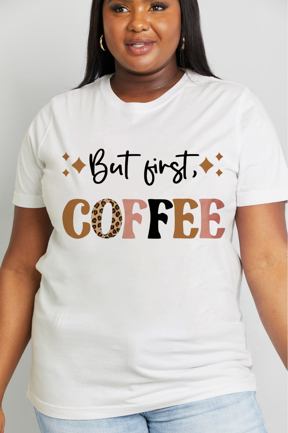 Simply Love Full Size BUT FIRST COFFEE Graphic Cotton Tee