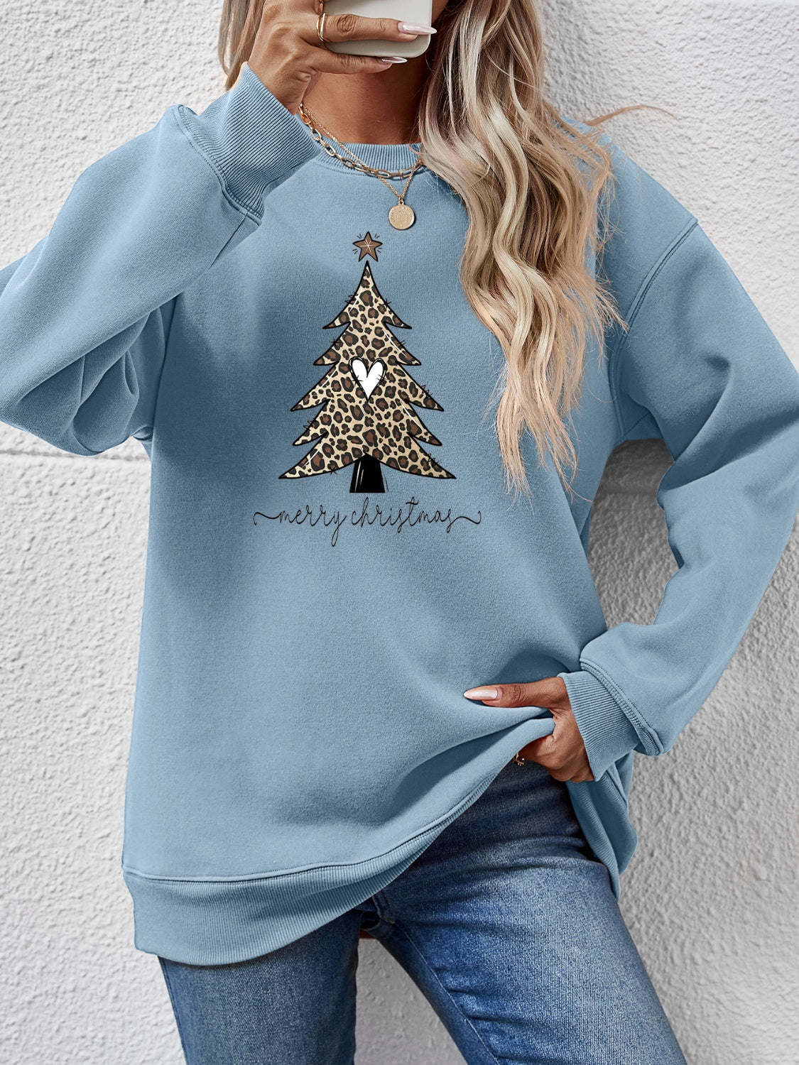 Christmas Tree Graphic Long Sleeve Sweatshirt