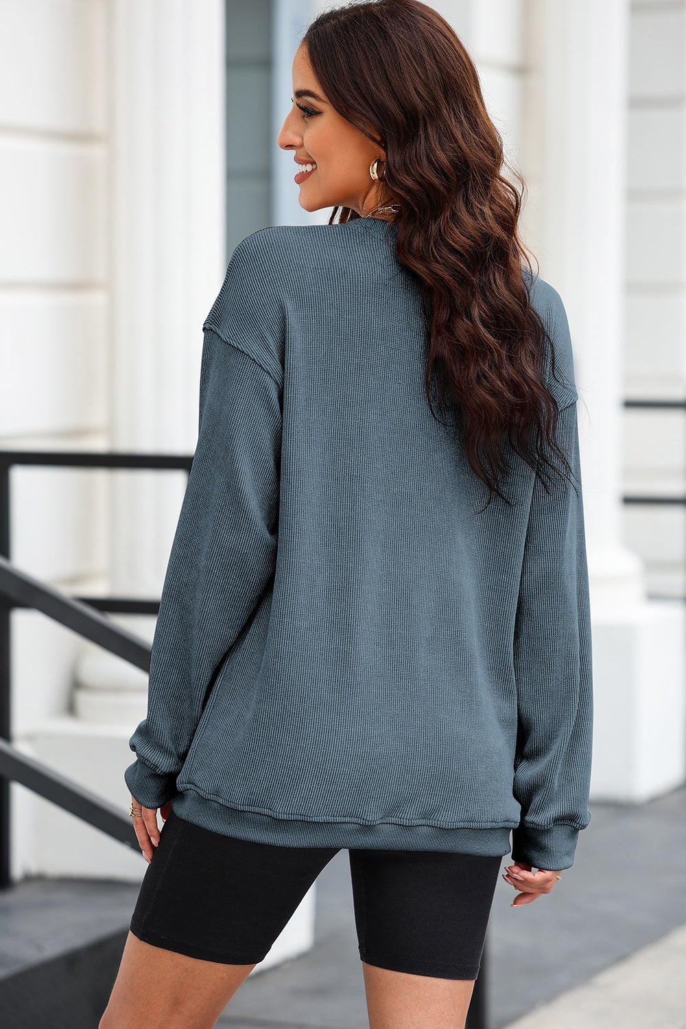 Round Neck Dropped Shoulder Sweatshirt