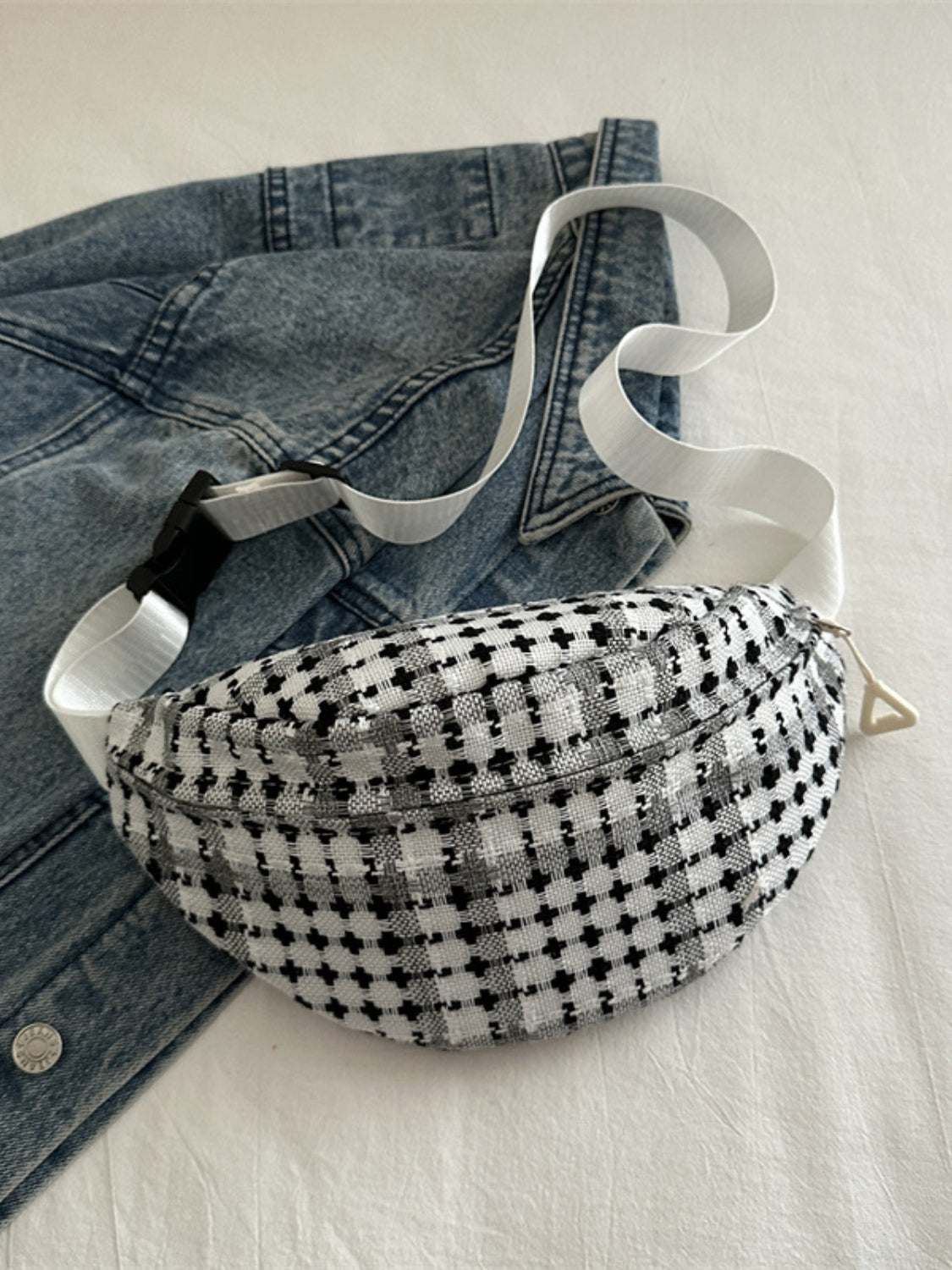 Plaid Wide Strap Crossbody Bag