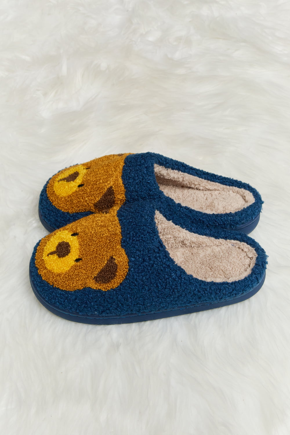 Melody Teddy Bear Print Plush Slide Slippers