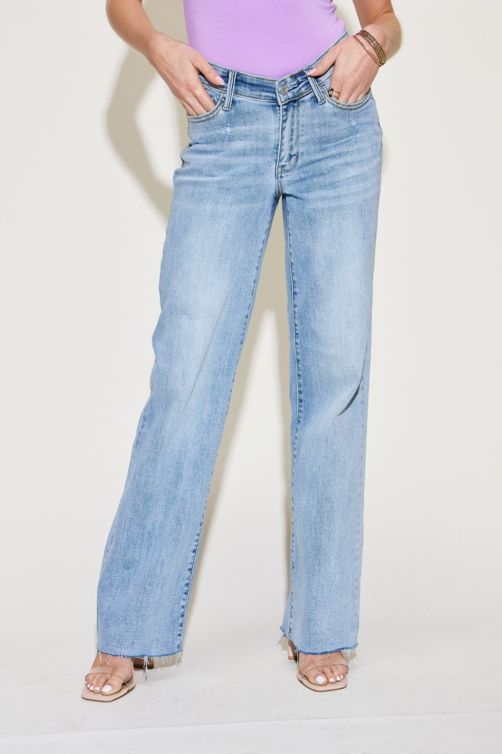 Judy Blue Full Size V Front Waistband Straight Jeans