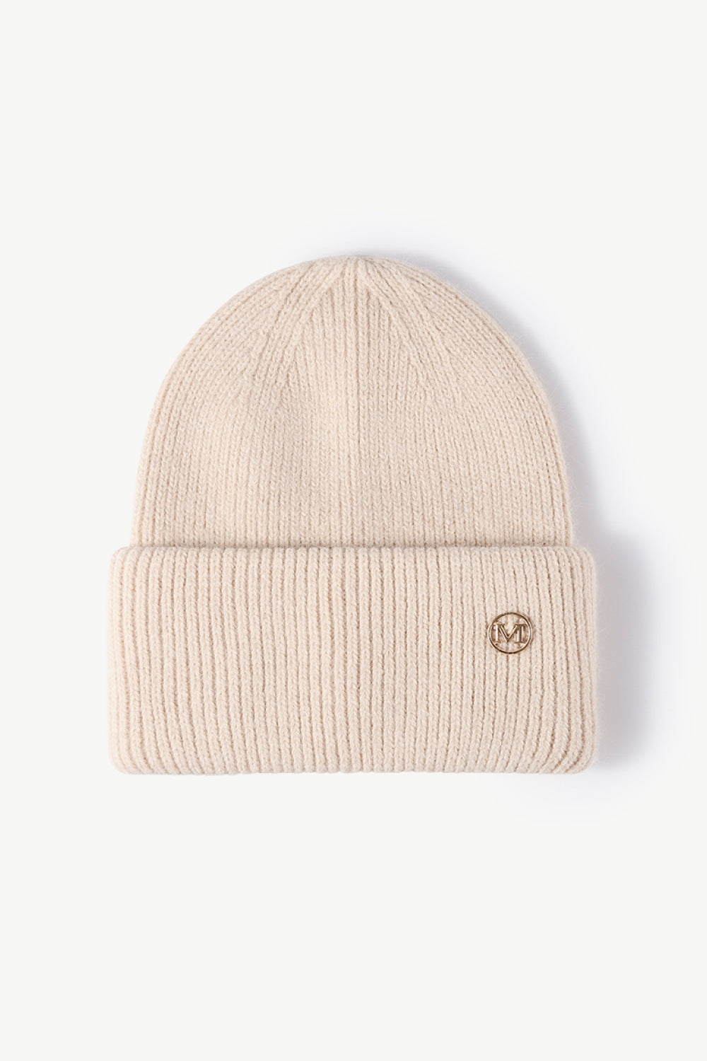 M Rib-Knit Cuff Beanie